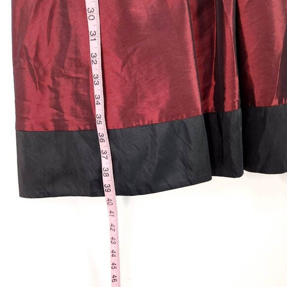 SL Fashions Party Dress Size 12 Pleated Pockets Red Black Sleeveless Open Back - Picture 12 of 13
